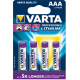 PILA LITHIUM LR03 AAA VARTA PACK 4u