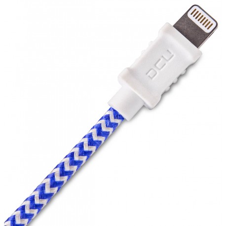 CONEXIÓN IPHONE USB LIGHTNING AZUL / BLANCO 1 m DCU