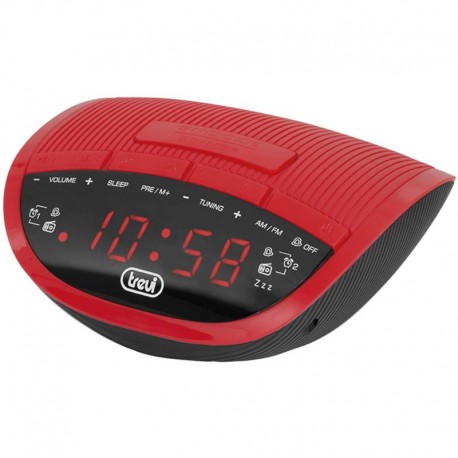 RADIO RELOJ DESPERTADOR 2 ALARMAS ROJO TREVI