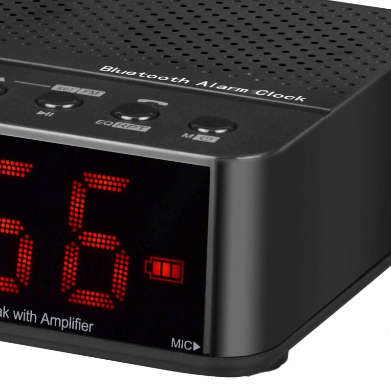 KOOLTECH SP443 Reloj Radio Despertador con Bluetooth/aux In Rojo