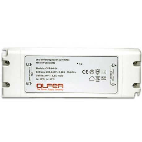 FUENTE LED 24V 2,5A 60W TENSION CONSTANTE IP-20 MW