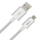 CONEXIÓN MICRO USB "ALGODÓN" PLATA 1m DCU