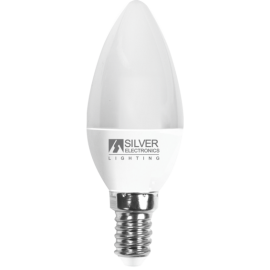 BOMBILLA LED VELA E14 LUZ CALIDA 7W SILVER