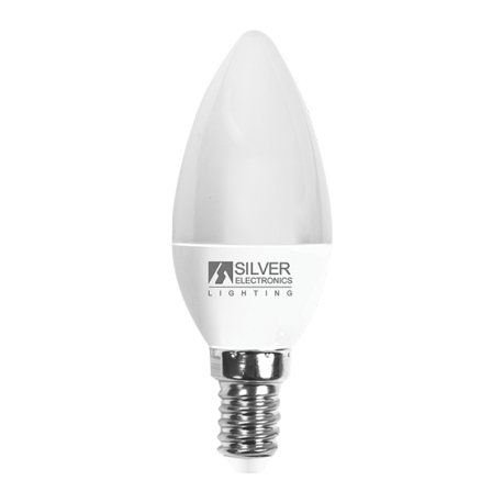 BOMBILLA LED VELA E14 LUZ CALIDA 6W SILVER