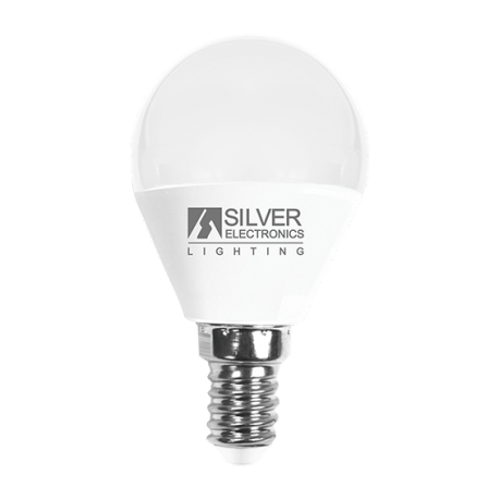 BOMBILLA LED ESFÉRICA E14 LUZ CALIDA 6W SILVER