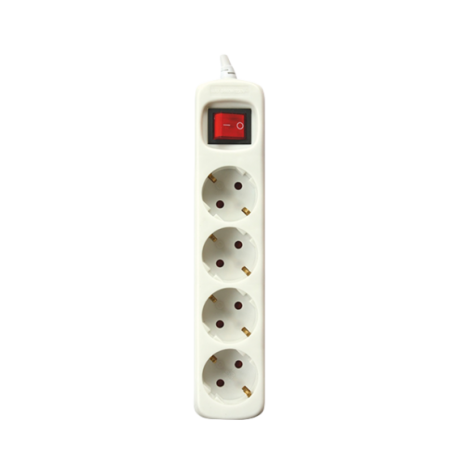 BASE ELECTRICA 4 TOMAS 3MTS+ INTERRUPTOR BLANCO