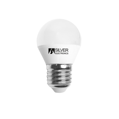 BOMBILLA LED ESFÉRICA E27 LUZ NEUTRA 6W SILVER