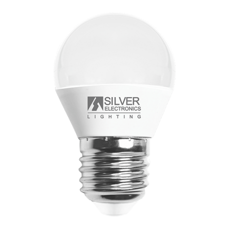 BOMBILLA LED ESFÉRICA E27 LUZ BLANCA 6W SILVER