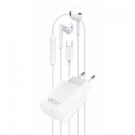 PACK AURICULARES + CARGADOR USB TIPO C 20W DCU