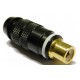 CONECTOR RCA HEMBRA AEREA DORADO TEFLON BLANCO CABLE 8mm